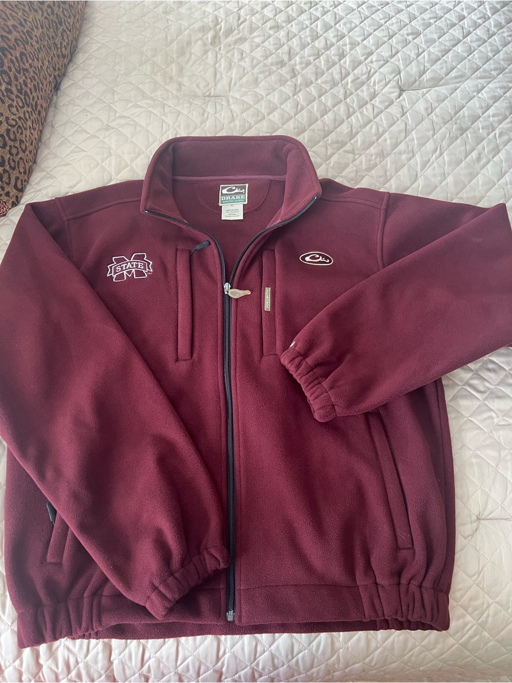 Men's Maroon Outdoor Fleece Jacket with Mississippi State Logo